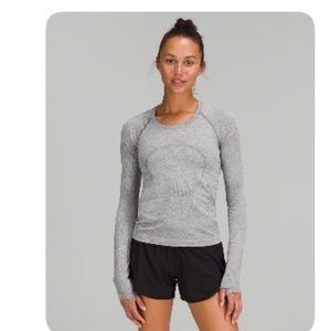 Lululemon Swiftly Tech Long-Sleeve Shirt 2.0 *Race Length - Slate/White Size 6